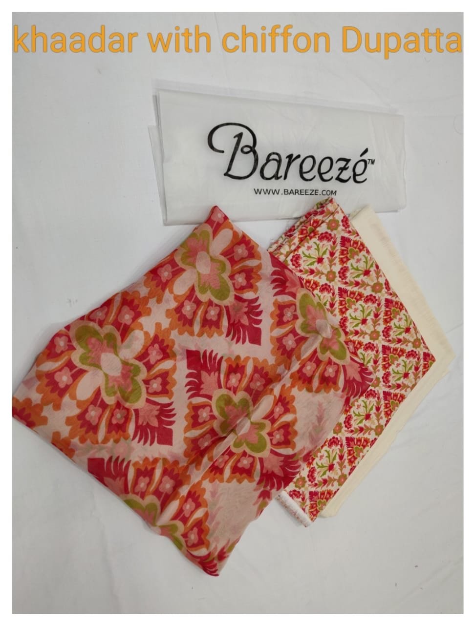 Bareeze – 06 – Multi khaddar with pure chiffon dupata