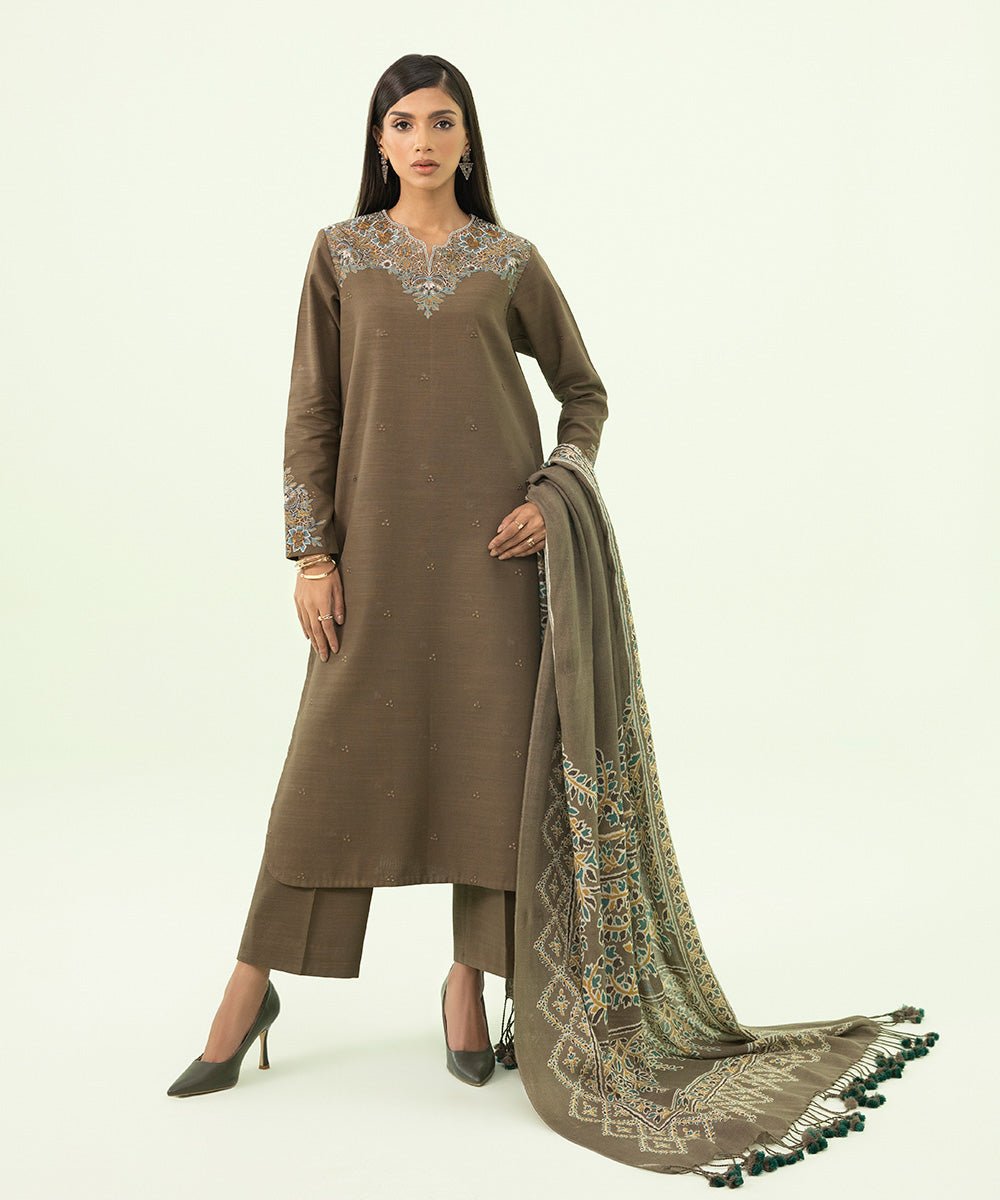 SAPPHIRE  3 Piece – Embroidered Khaddar Suit