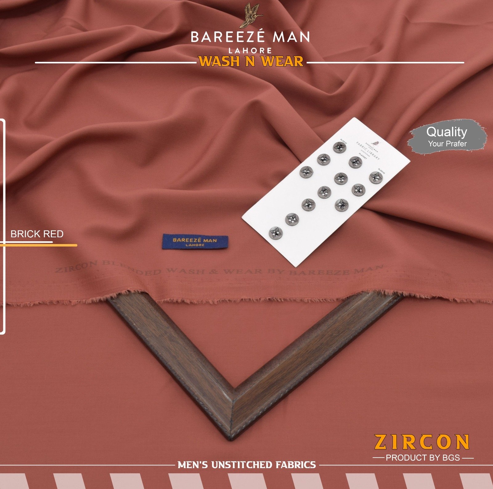 BAREEZE MAN-ZIRCON-BRICK RED 08